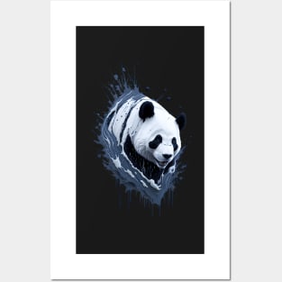 Splash Art of a Playful Panda Bear Posters and Art